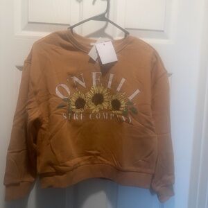 O'Neill Tan Crop Top with Sunflower Graphic